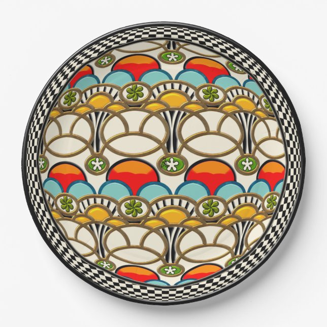 Mucha Cliff Japanese Art Deco Paper Plates (Front)