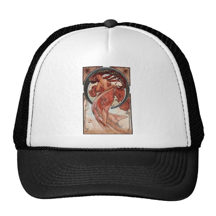 Mucha dance art deco lady mesh hats