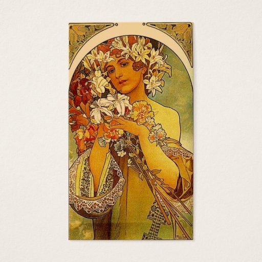 Customizable Mucha flowers business card templates