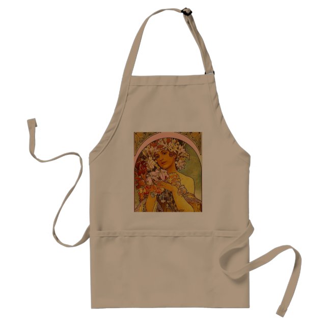 mucha flowers adult apron (Front)