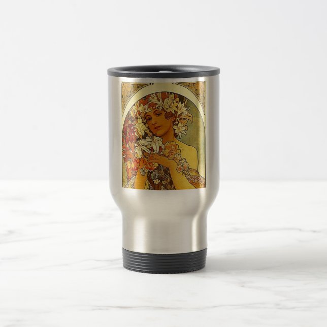 mucha flowers travel mug (Center)