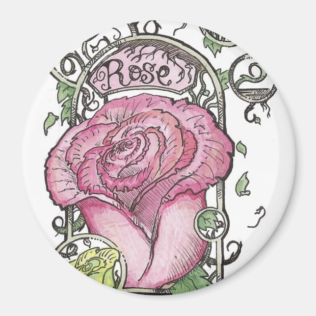 Mucha Inspired Rose Magnets (Front)