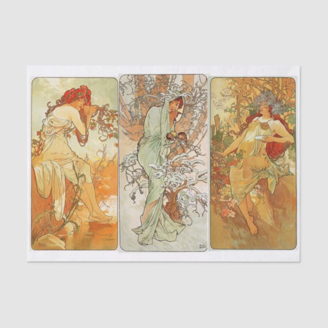 Mucha lady art decoupage tissue paper (Front)