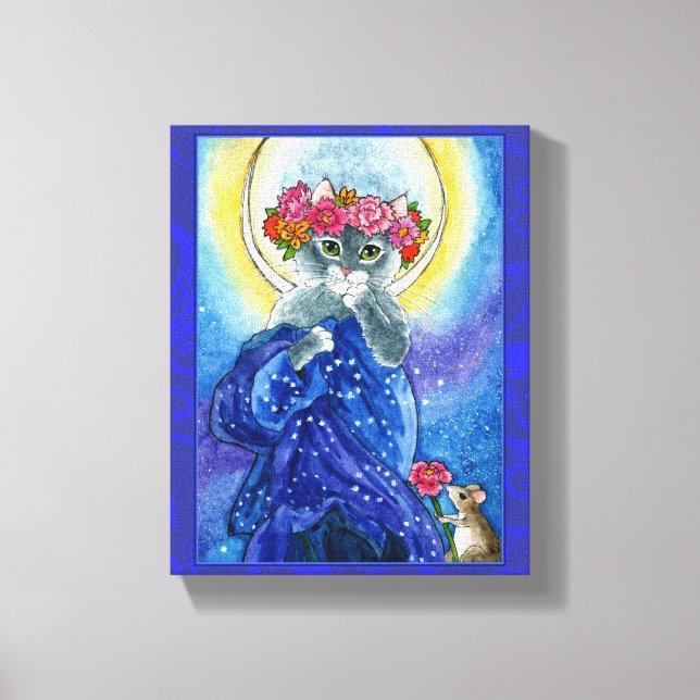 Mucha Moon Cat art spoof Canvas Print (Front)