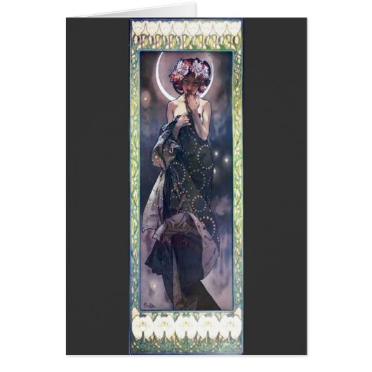 Mucha Moon Night Woman Art Nouveau Deco (Front)