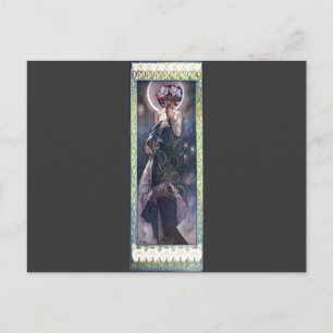 Mucha Moon Night Woman Art Nouveau Deco Postcard
