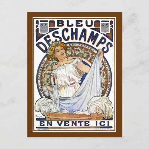 Mucha _ Nouveau _ Washing Day _ Bleu Deschamps Postcard