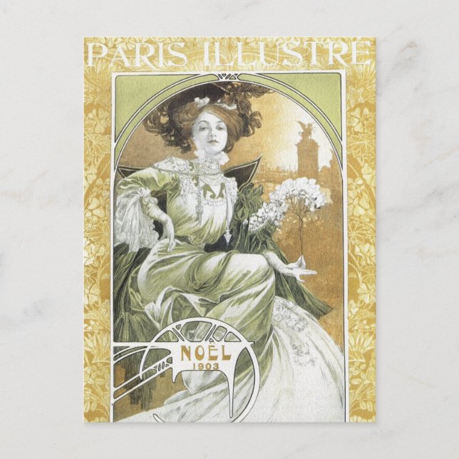 Mucha Postcard:   Alphonse Mucha - Art Nouveau Postcard (Front)