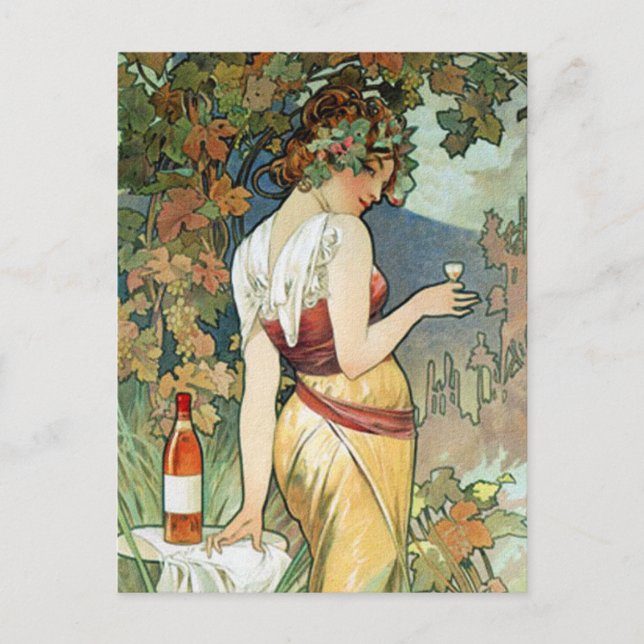 Mucha Postcard:  Cognac - Art Nouveau Postcard (Front)