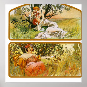 Mucha Poster Print: Two Nature Scenes