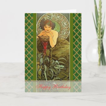 Mucha ~ "precious Stones - Emerald" May Birthday Card by MagnoliaVintage at Zazzle