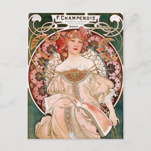 Mucha Vintage French Art Nouveau Champenois Postcard