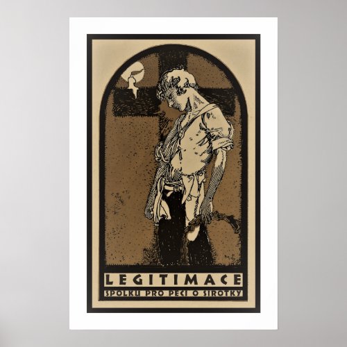 Mucha Vintage Orphans and Animals  Poster