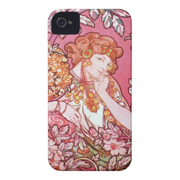 Mucha Woman among the Flowers iPhone 4 Case