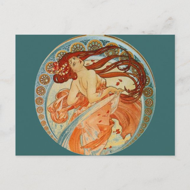 Mucha Woman Postcard (Front)