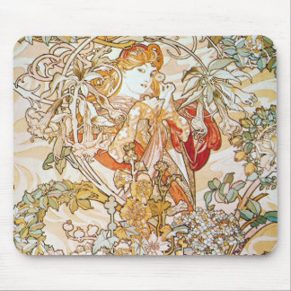 Mucha Woman With Daisy Art Nouveau Mouse Pad
