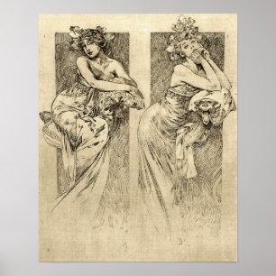 Mucha - Women Illustrations 1901 Poster