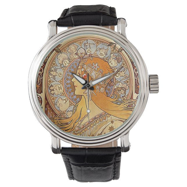 Mucha Zodiac Wrist Watch (Front)