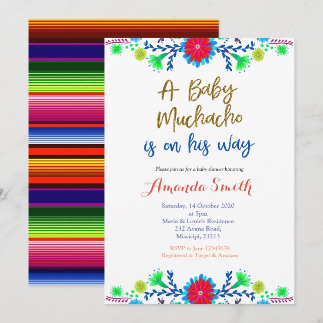 Muchacho MEXICAN Fiesta Baby Shower Invitation (Front/Back)