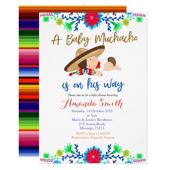 Muchacho Mexican Fiesta Baby Shower Invitation Zazzle Muchacho Mexican Fiesta Baby Shower Invitation