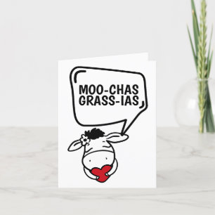 Muchas Gracias Cow Themed Many Thanks Funny Letterpress Thank You Card