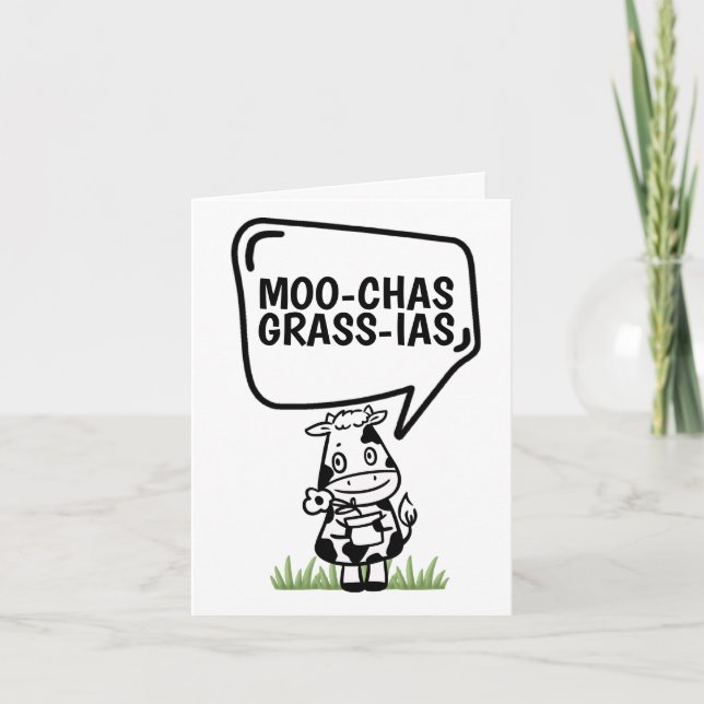 Muchas Gracias Cow Themed Many Thanks Funny Thank You Card (Front)