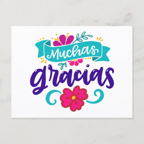 Muchas Gracias Spanish and Colorful Postcard