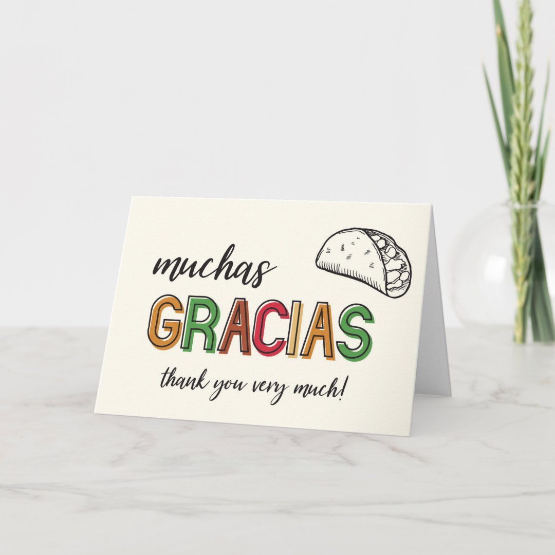 Muchas Gracias Taco Thank You Very Much Card Zazzle