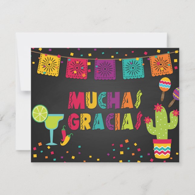 Muchas Gracias Thank you Card - Blk (Front)