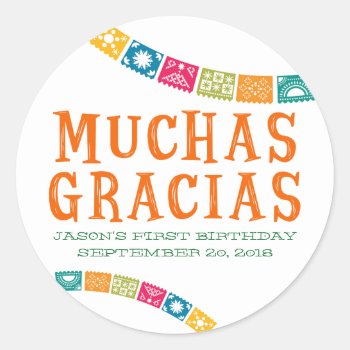 Muchas Gracias - Thank You Party Favors Classic Round Sticker by party_depot at Zazzle