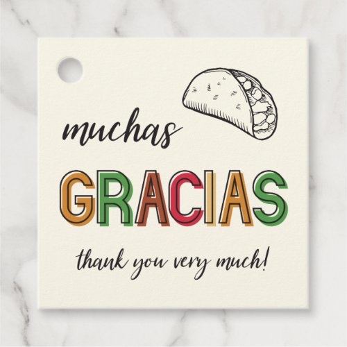 Muchas Gracias Thank You Very Much Taco Party Favor Tags