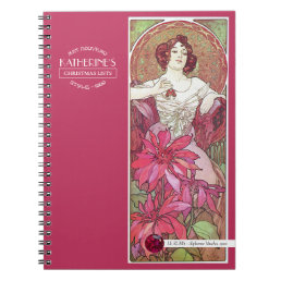 Mucha&#39;s Precioius Stones Ruby Red Pink 2 Notebook