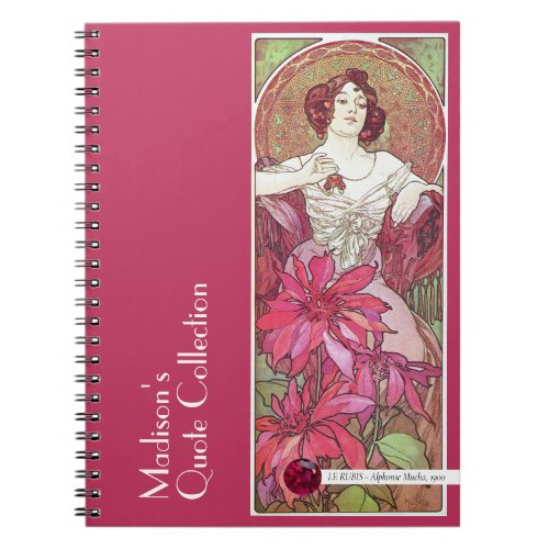 Muchas Precioius Stones Ruby Red Pink Notebook