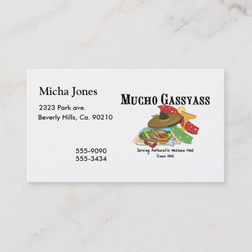 Mucho Gassyass Mexican Food Business Card