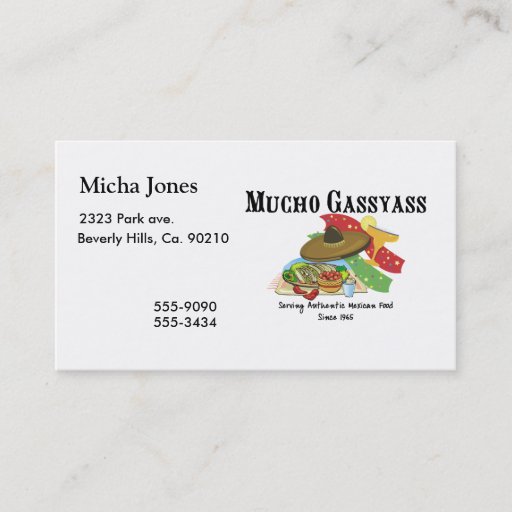 Customizable Mucho Gassyass Mexican Food Business Card