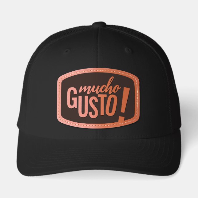 Mucho Gusto! Pleased to Meet You Leather Patch Hat (Front)