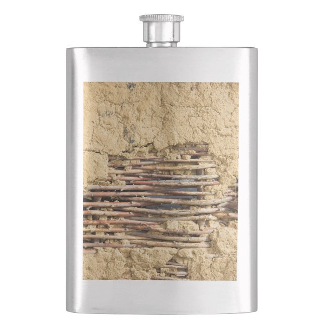 Mud and wattle wall hip flask (Front)