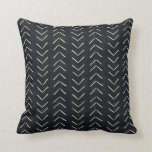 Mud Cloth Big Arrows Black and White Throw Pillow