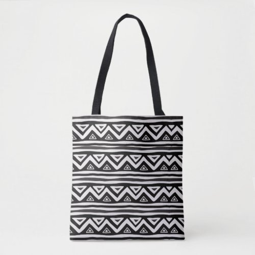 Mud Cloth Black White Pattern African Geometric Tote Bag
