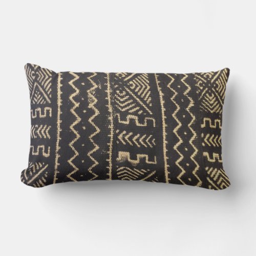 Mud cloth design pillow in warm tones of brown and