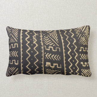 Mud cloth design pillow in warm tones of brown and