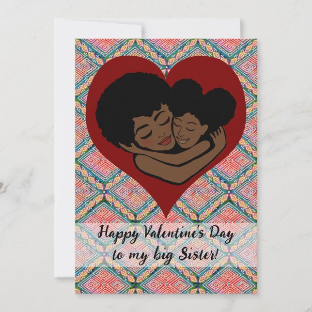 Mud Cloth Ethnic Big Sister Valentine's Day (Front)