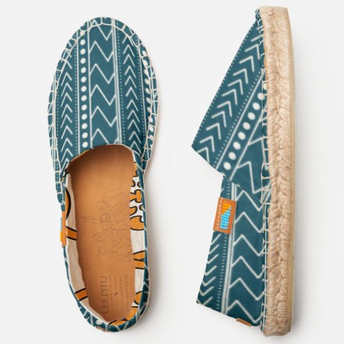 Mud Cloth Pattern in Blue and White Espadrilles