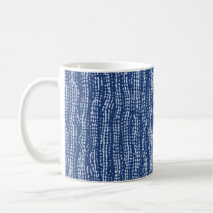 Mud Cloth Stitch Stripes in Indigo Blue Coffee Mug