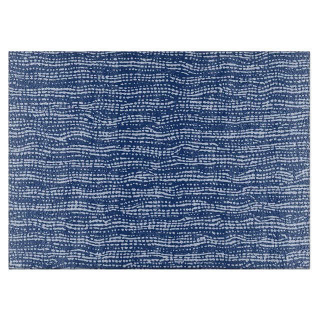 Mud Cloth Stitch Stripes in Indigo Blue Cutting Board (Front)