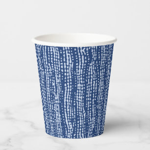 Mud Cloth Stitch Stripes in Indigo Blue Paper Cups