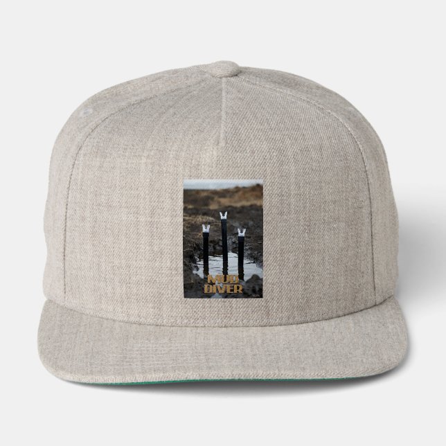 Mud Diver heather gray 5 panel snapback cap (Front)