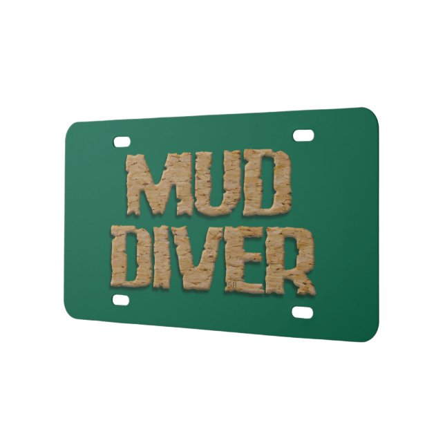 Mud Diver hunter green plastic car license plate (Left)