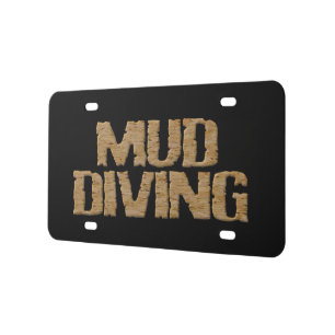 Mud Diving black plastic car license plate