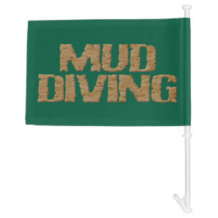 Mud Diving hunter green car and boat flag